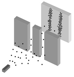 Two-slit experiment with classic particles